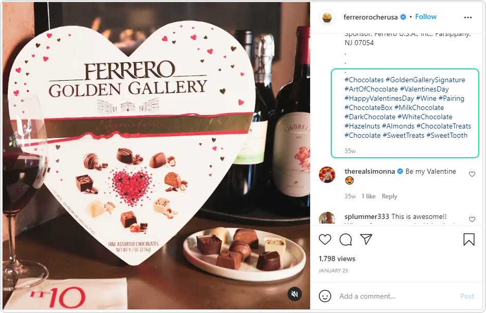  Ferrero Rocher instagram - how to use hashtags