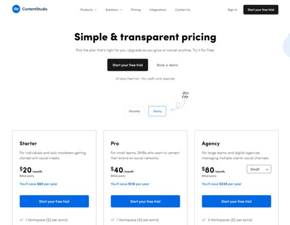 ContentStudio pricing