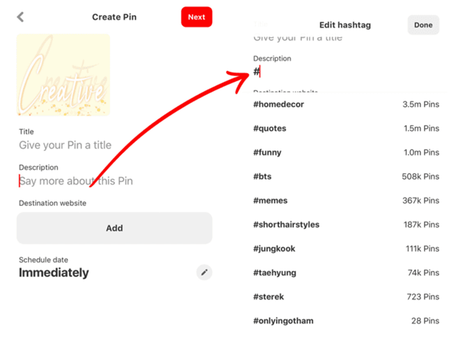 Pinterest Hashtags