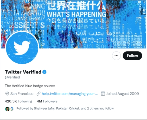 verified twitter account