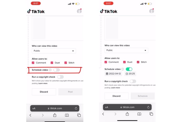 schedule tiktok videos