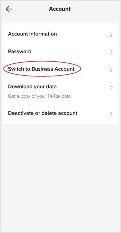 switch to tiktok business account