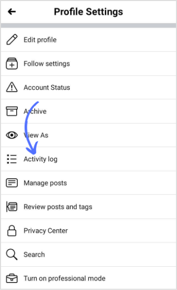 tap on activity log