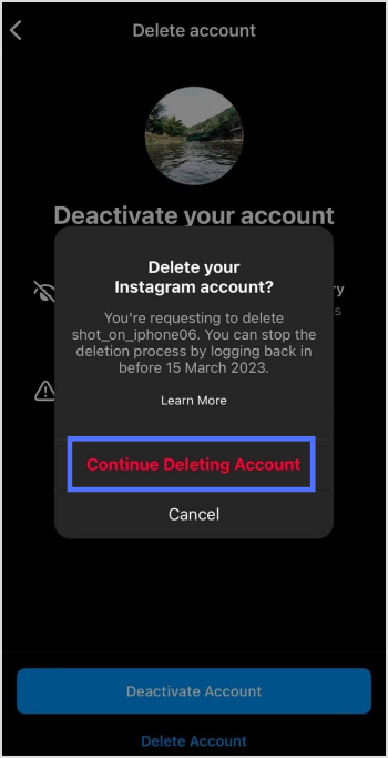 continue to delete