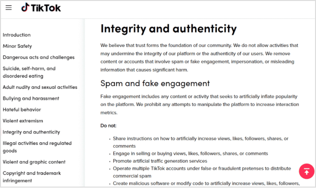 Tiktok community guidelines 