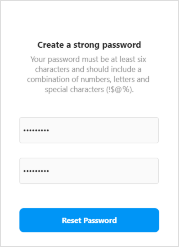 tap on reset password