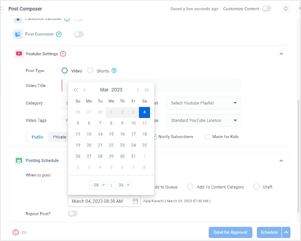 choose publishing date