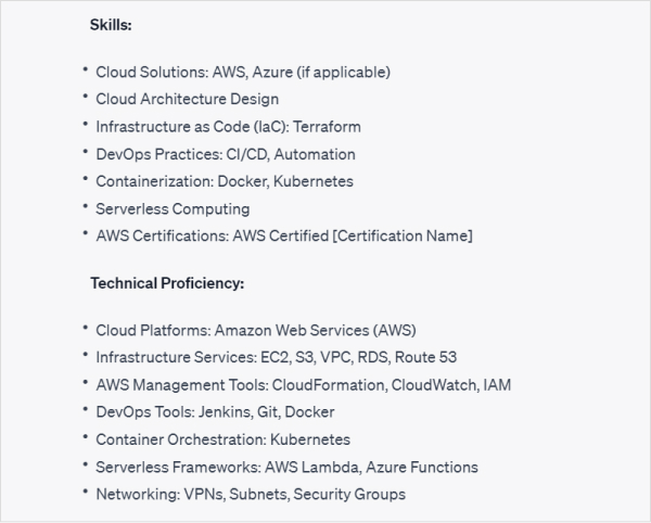 Displaying technical skills and certifications