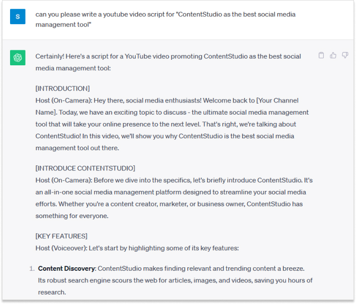 video scripting with chatGPT