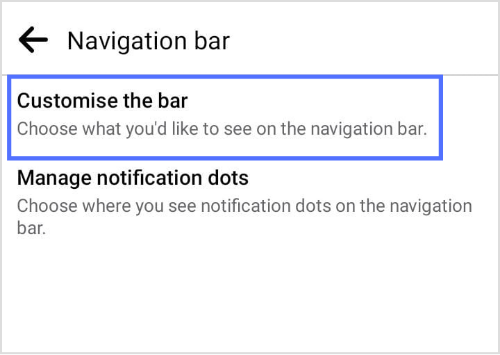 Tap on "Customize the bar"