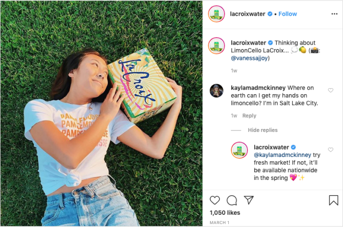 lacroix water social media post