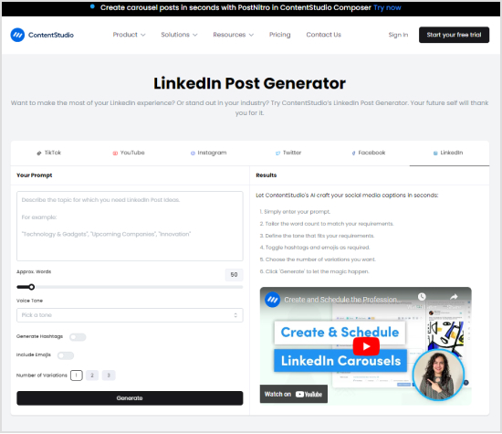 linkedin post generator